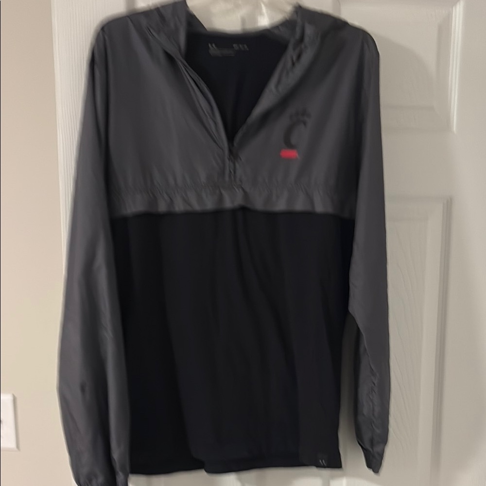 Men’s UC Medium Gray and Black Half-Zip Windbreaker